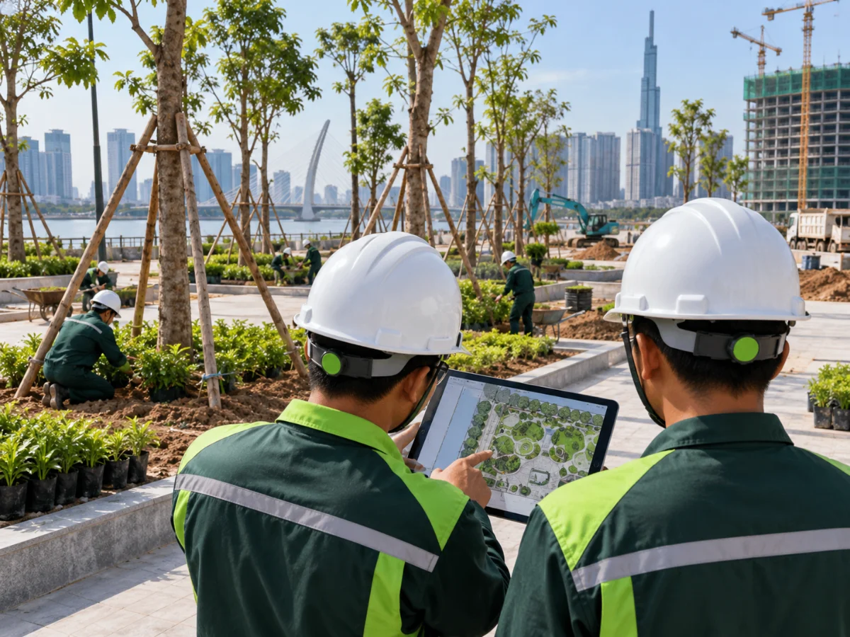 Đội kỹ thuật cảnh quan tại hiện trường